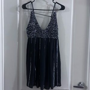 Free People Glittering Black Mini Dress
